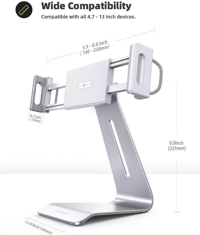 Lamicall Tablet Stand, Adjustable Tablet Holder 360 Rotating Desktop