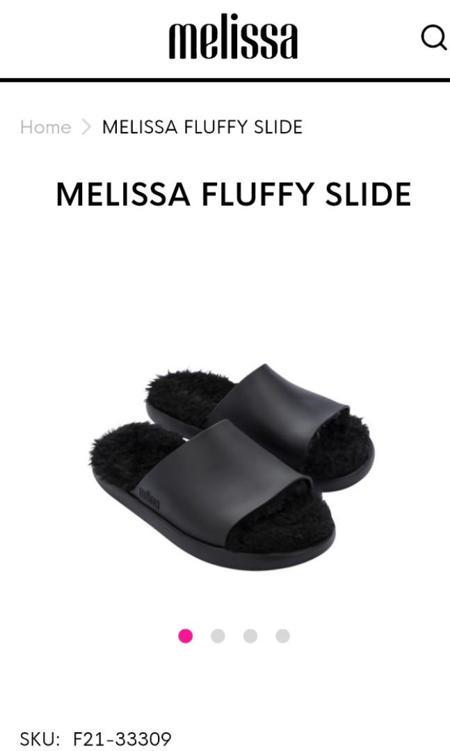Melissa Fluffy Slide Black US 7 Women s Fashion Footwear