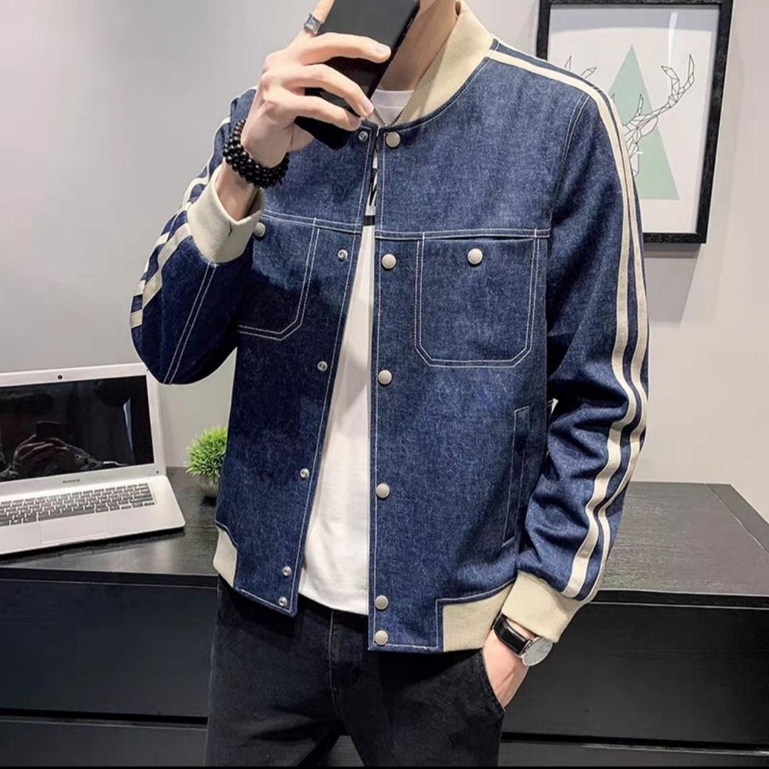 Men casual jacket black blue