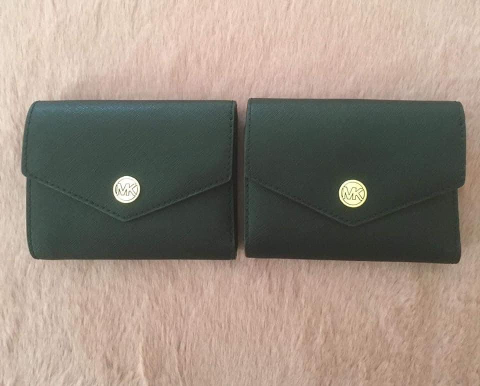 MK SMALL FLAP TRIFOLD WALLET PLAIN BLACK, Women's Fashion, Bags