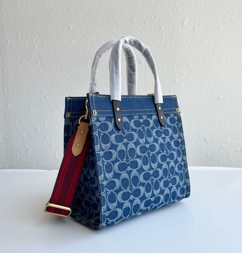 New Coach Original Denim Collection Field blue logo-jacquard denim