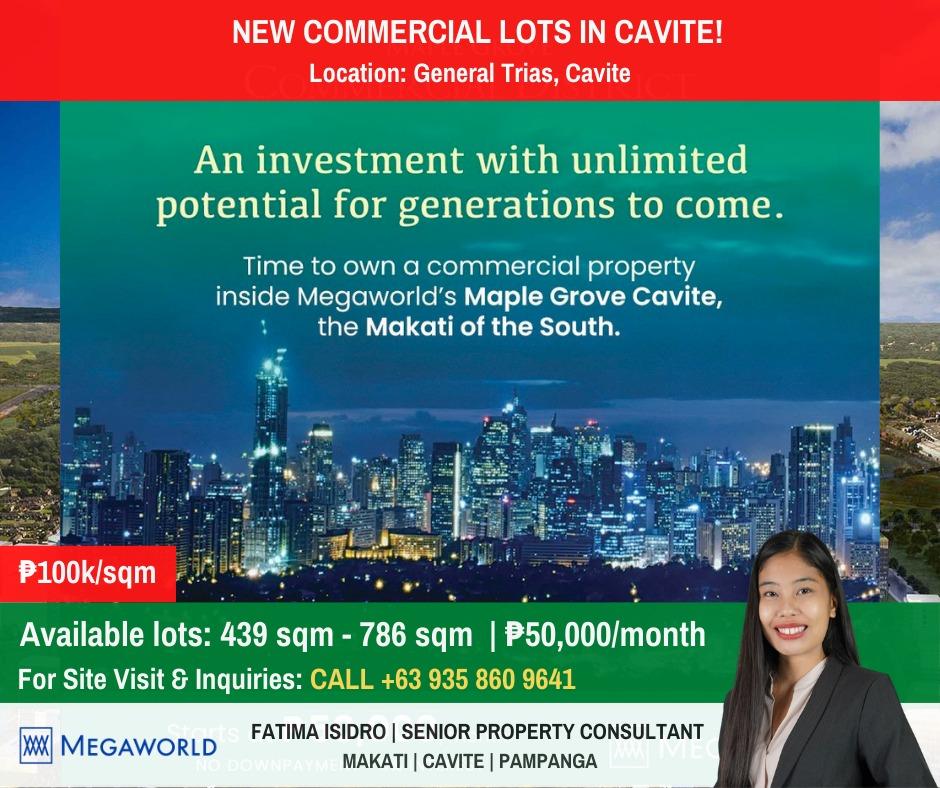 NEW COMMERCIAL LOTS IN CAVITE BY MEGAWORLD! 100K PER SQM, Property, For