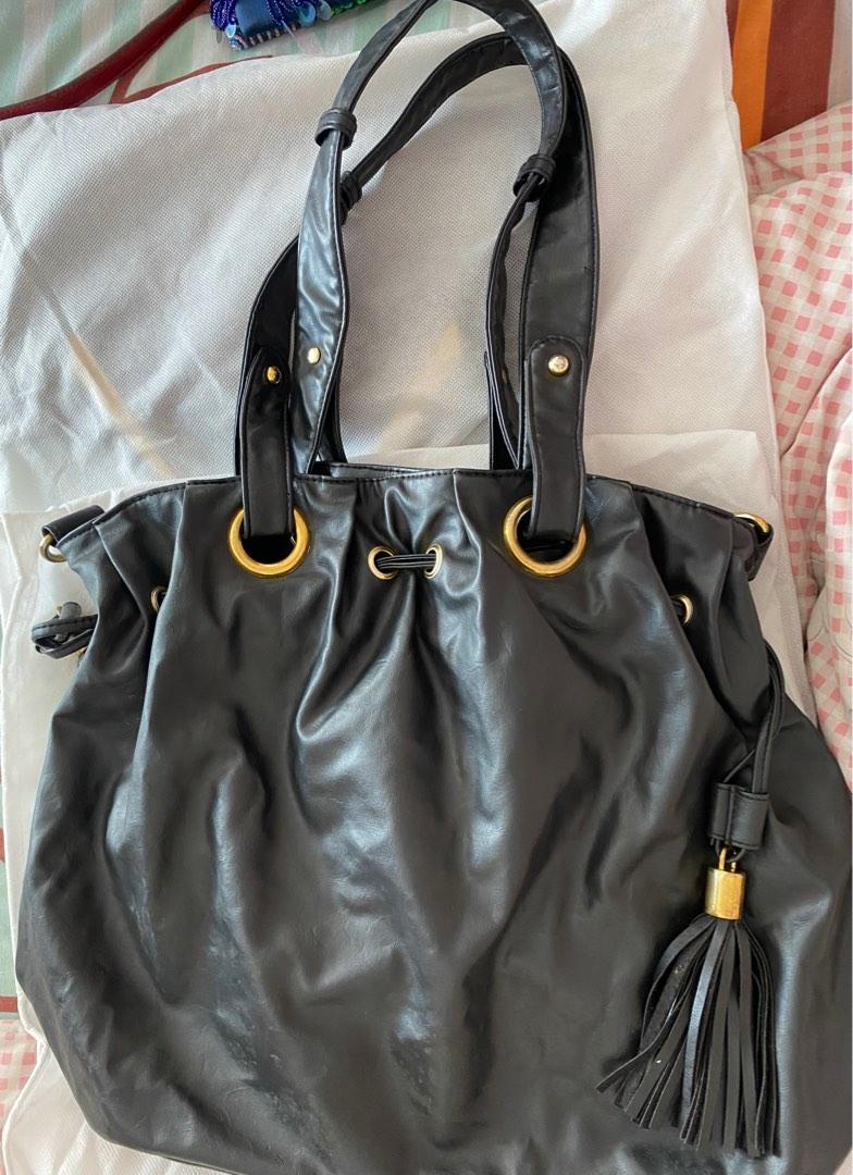 Clarks black leather handbag hot sale
