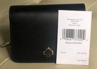 Original Kate Spade Nadine Slim Bifold Key Card Holder Wallet Black Dolce Leather Heart