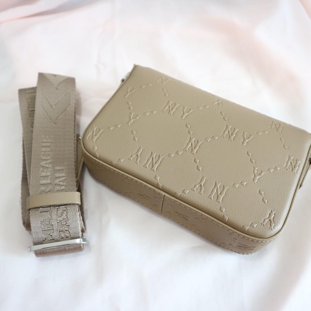 ORIGINAL MLB KOREA Monogram Hoody Embossed Mini Crossbody Bag Beige