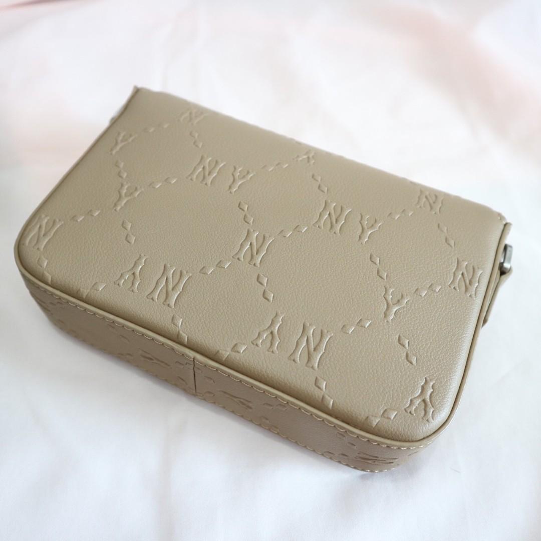 ORIGINAL MLB KOREA Monogram Hoody Embossed Mini Crossbody Bag Beige