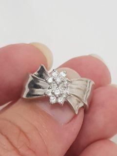 Platinum Pt900 .23 Diamond Brilliantes Double Rositas Ring size 5