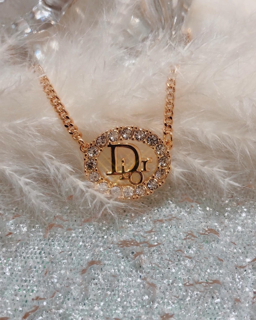 Preloved Dior Crystal Necklace Gold