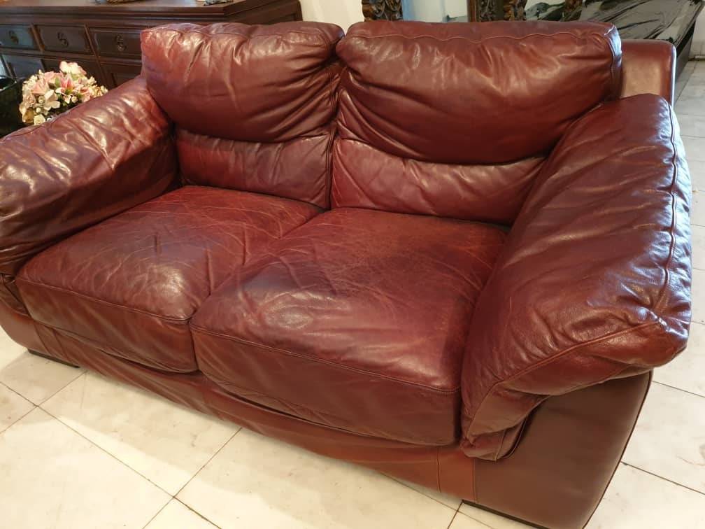 Preloved premium tanned Leather Sofa (3+2 Seater) Fully imported from