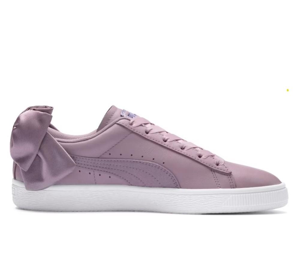Puma Basket Bow Satin Shoes in Elderberry