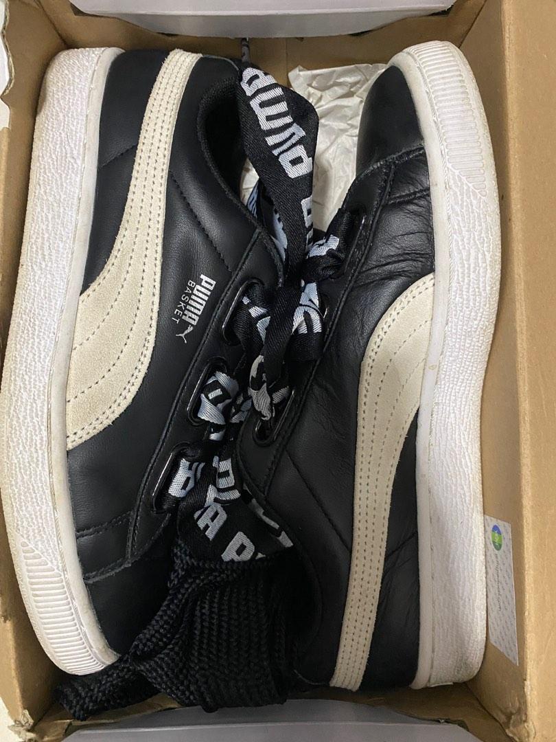 Puma Basket Heart DE Wn s Black and White Men s Fashion Footwear