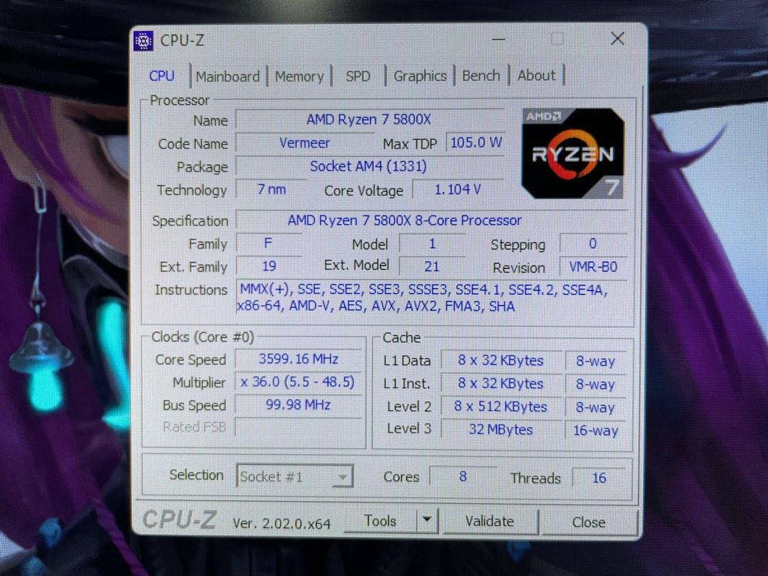 Ryzen 7 5800x cpu z discount