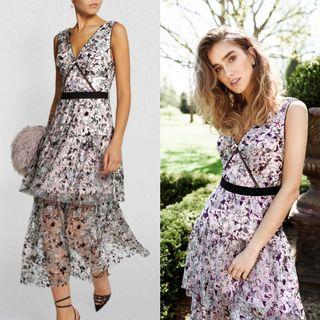 Self-Portrait Constellation Sequin-embellished Tulle Midi Dress