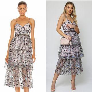 Self-Portrait Constellation Tiered Midi Dress
