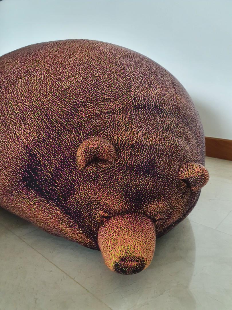 Sleeping grizzly bear bean bag, Furniture & Home Living, Home Decor