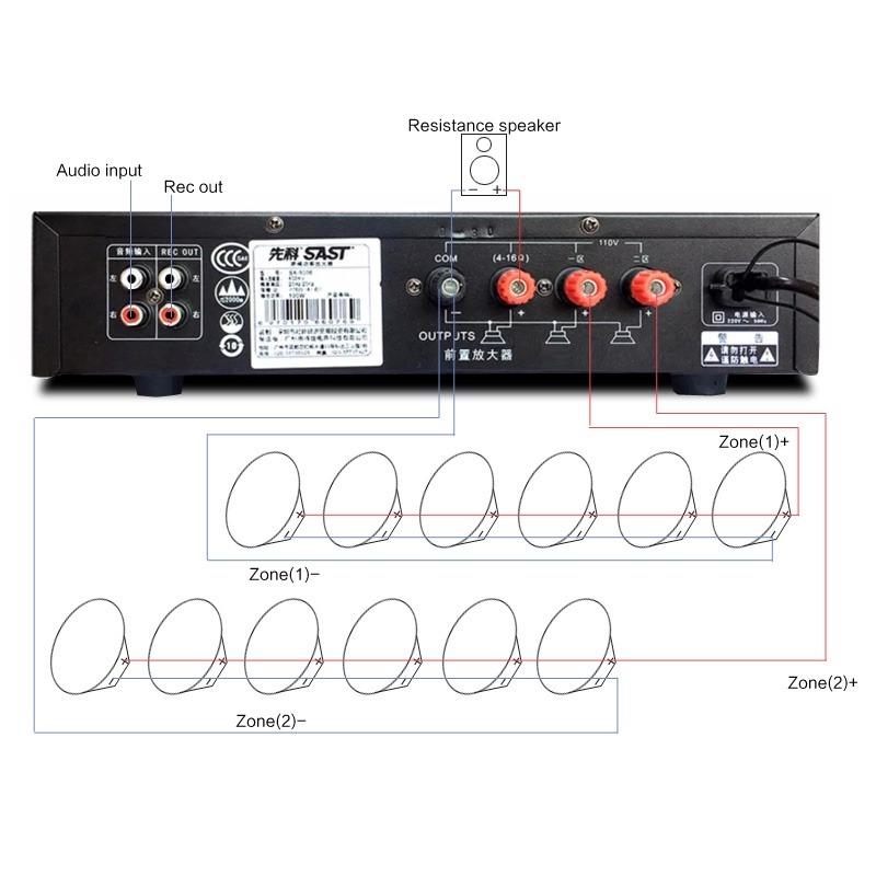 Small public address system commercial class power amplifier 70V110V constant voltage out