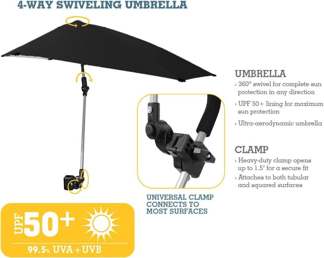 SPF 50+ Adjustable Umbrella with Universal Clamp, Hobbies & Toys