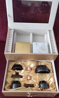 St Regis 2022 Big Double Drawer Mooncake Gold Faux Leather Box With Tea Set