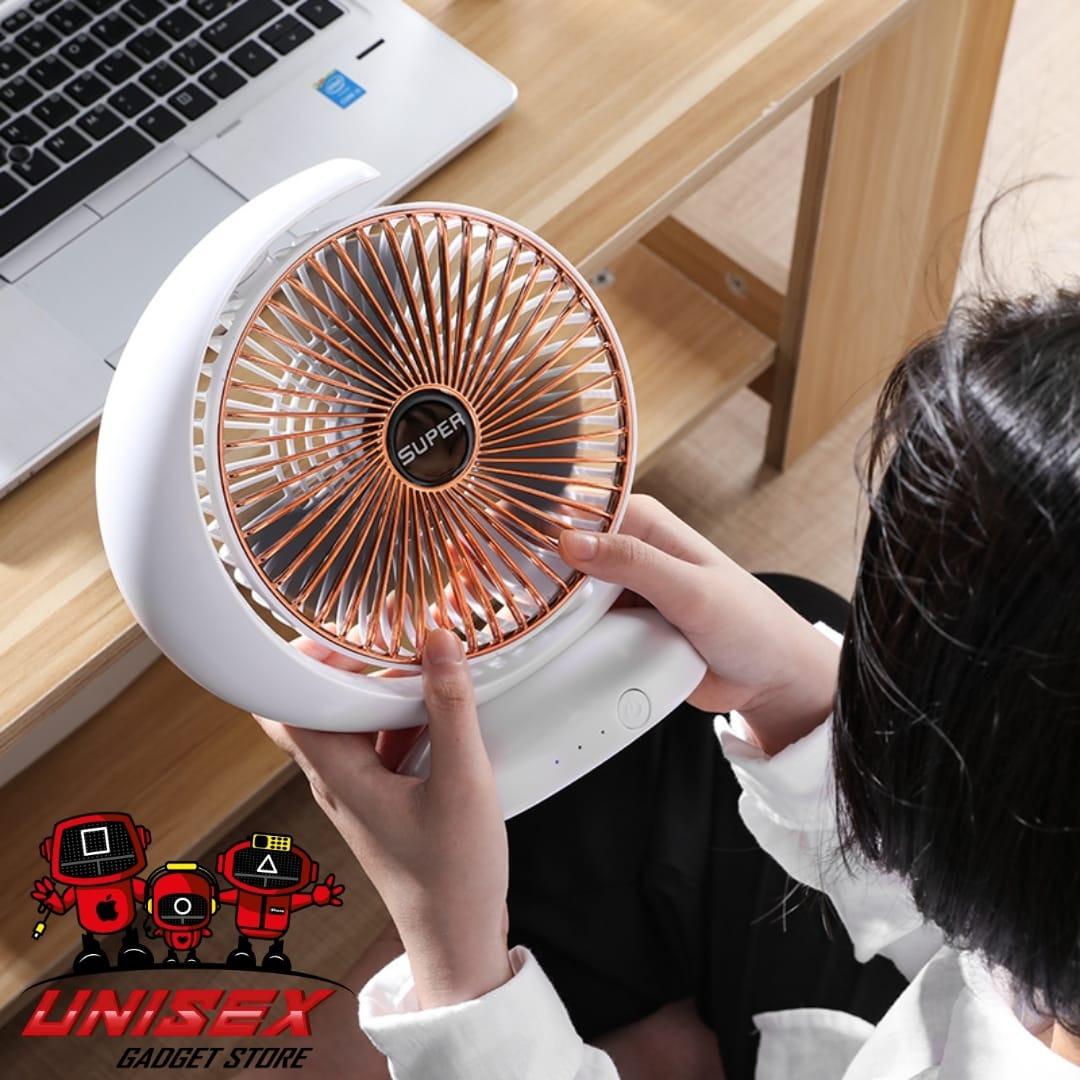 SUPER 2022 Table Top Rechargeable Desktop Fan Air Cooling KIPAS