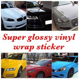 Super glossy vinyl wrap sticker - Stretchable - washable - bubble free - adhesive - 150cm x 30cm