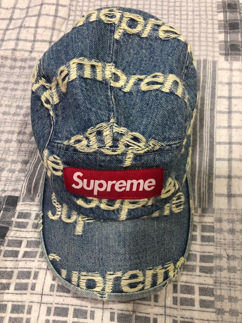 SUPREME FRAYED LOGOS DENIM CAMP CAP, Men's Fashion, Watches  Accessories,  Cap  Hats on Carousell