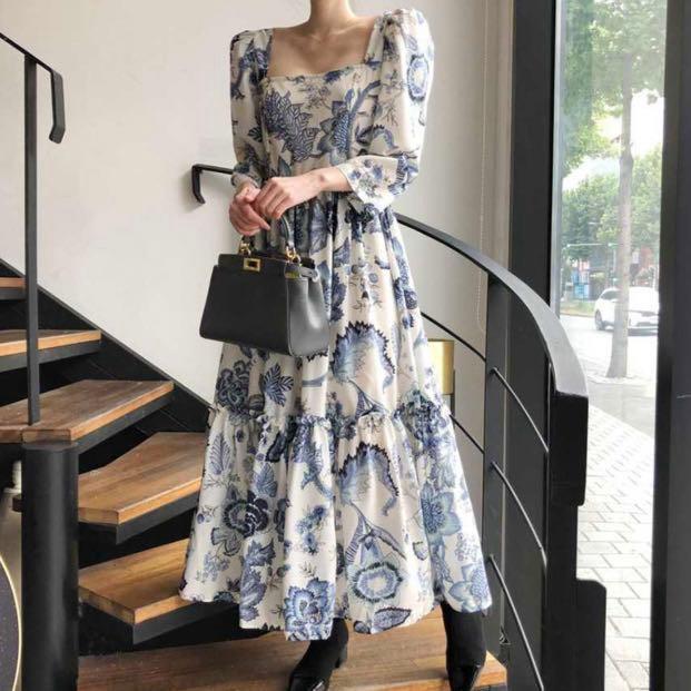 Free Shipping Sweetheart elegant floral midi dress S M L
