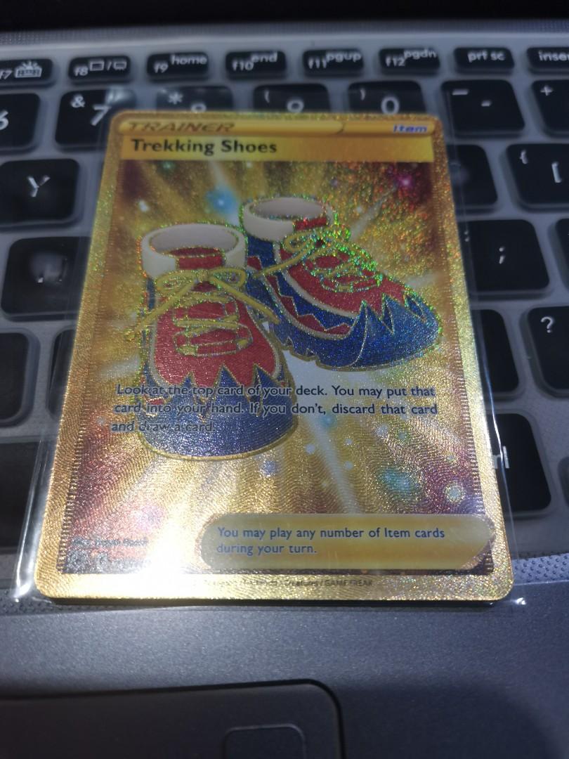 Trekking shoes Gold Pokemon card, Hobbies & Toys, Toys & Games on Carousell