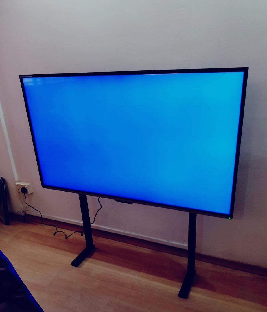 TV Stand Height Adjustable Heavy Duty 55 75 Inch Display Furniture 