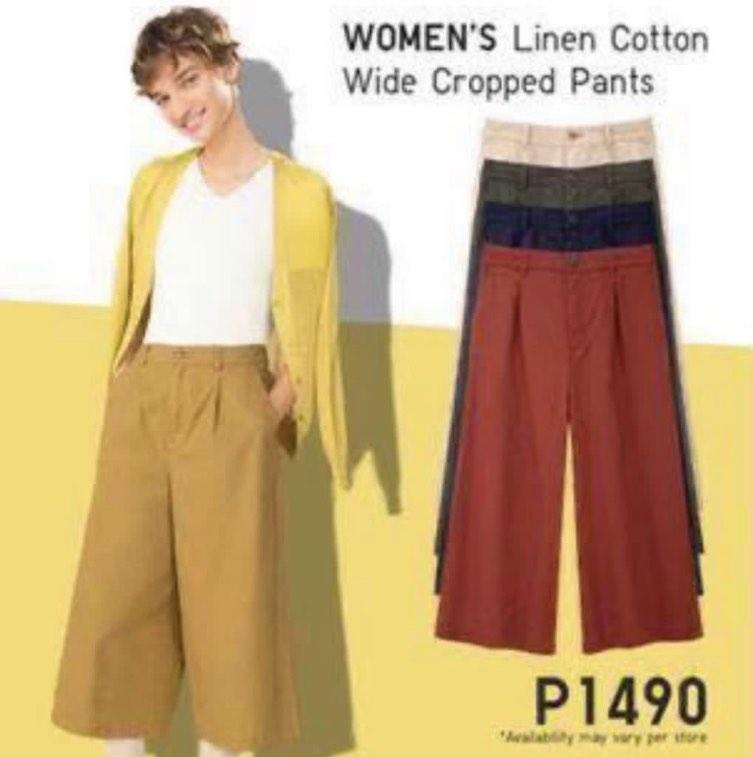 Linen cotton wide cropped new arrivals pants