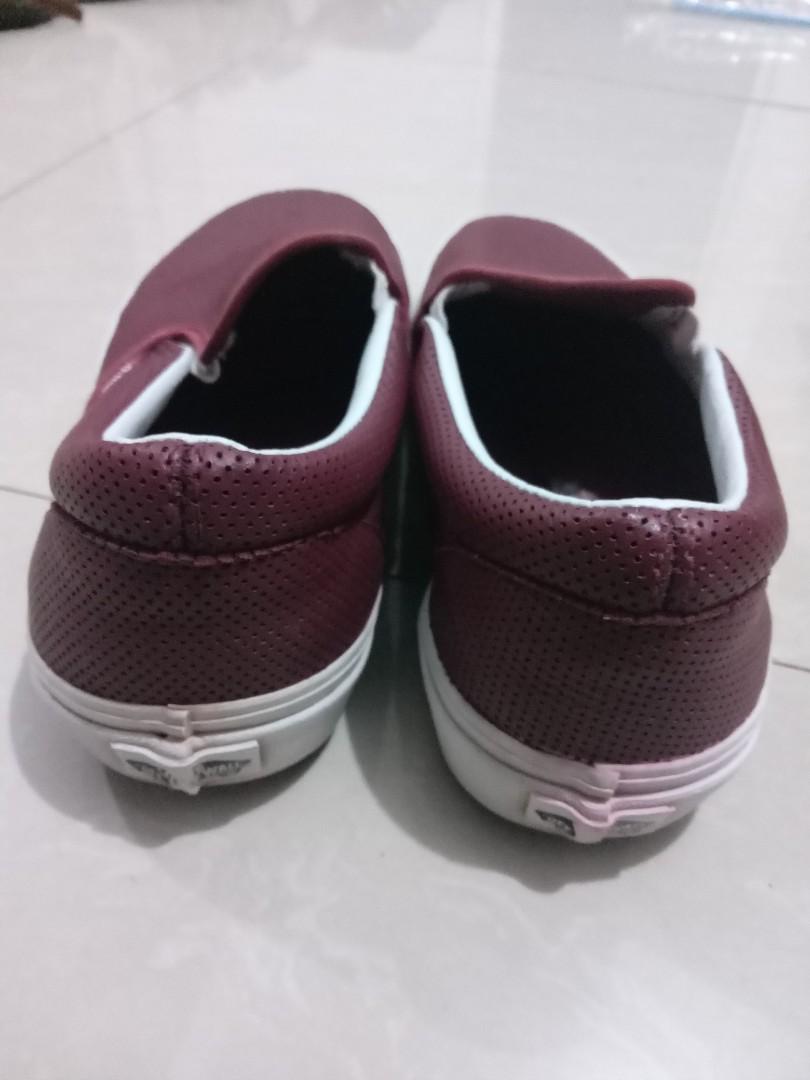 Burgundy slip on vans womens discount