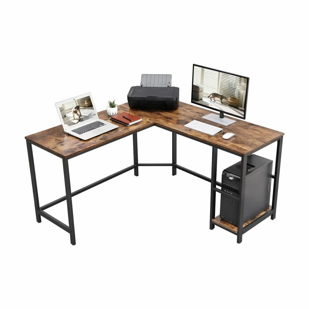 VASAGLE LShaped Computer Desk Rustic Brown and Black LWD72X, Home