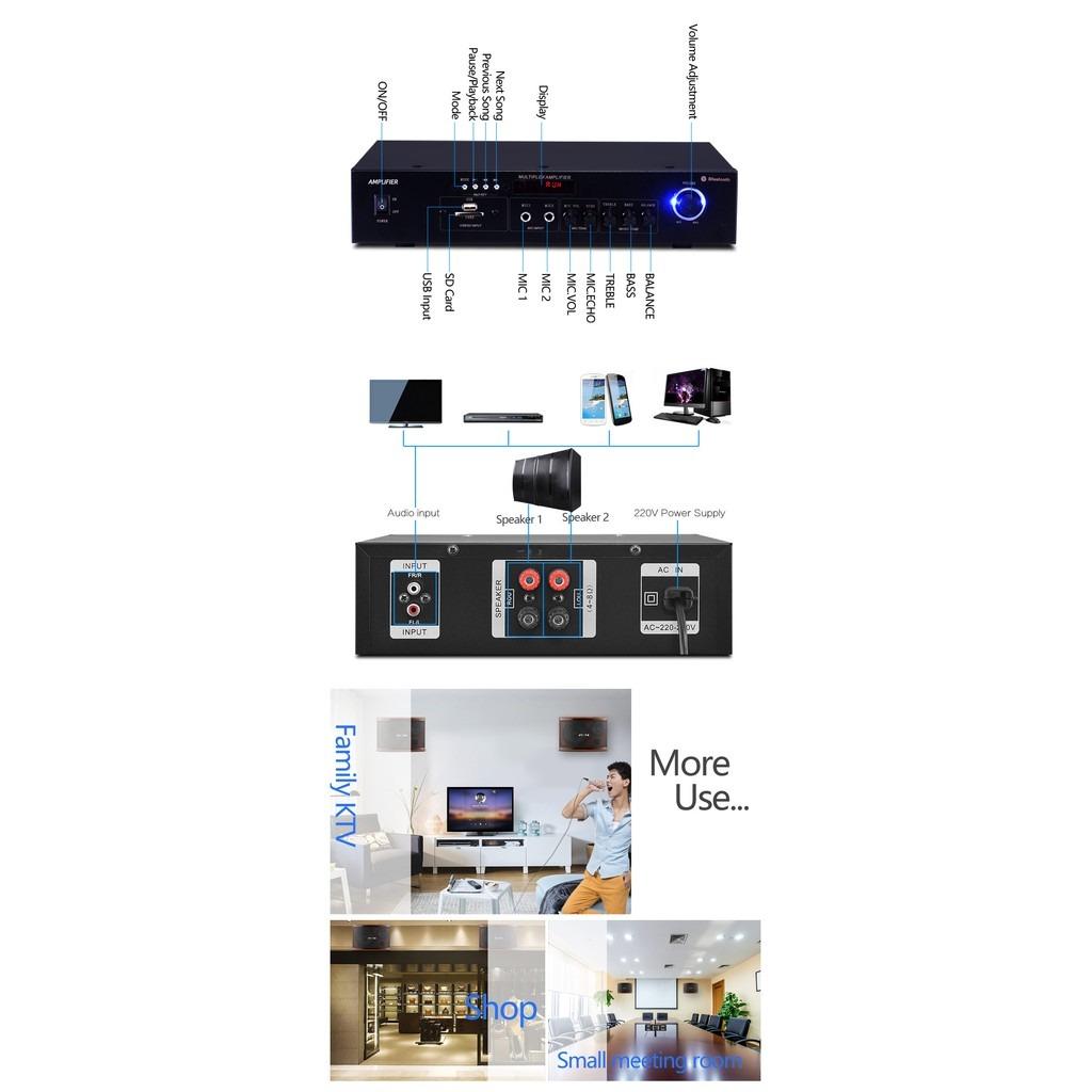 Wooden box 8 inch Subwoofer Home Karaoke Speaker Set KTV System Amplifier USBBluetooth Family