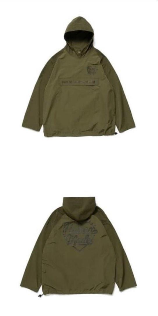 XL Human Made Half-Zip Anorak 軍綠色半拉鍊衝鋒衣, 男裝, 外套及戶外