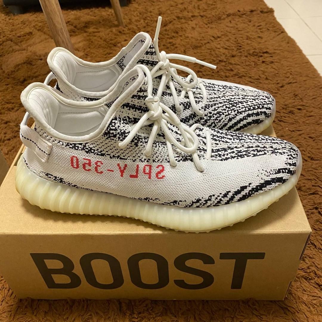 Yeezy 350 V2 Zebra 10.5 US (Category: Sneakers) located in Manila. Submitted by _moca01 (Listing ID 1182658486, Image 2). Description: 100% LEGIT US 10.5 (fits 10) With box No major issues. Just normal signs of usage. WHAT YOU SEE IS WHAT YOU GET.