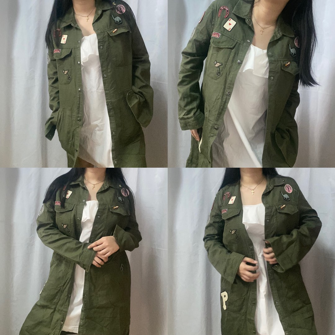 Zara Army Green Patches Coat [FREE SHIPPING NATIONWIDE], Women's Fashion,  Coats, Jackets and Outerwear on Carousell
