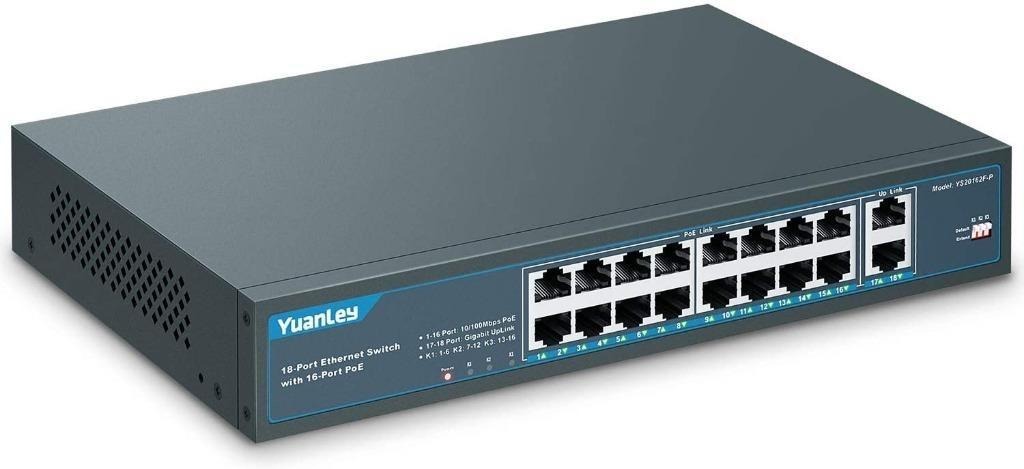100Mbps 120W Built-in Power Extend to 250Meter,Unmanaged Metal Plug and Play 8 Port PoE Switch with 2 Gigabit Uplink,1 x 1G SFP,802.3af/at PoE 