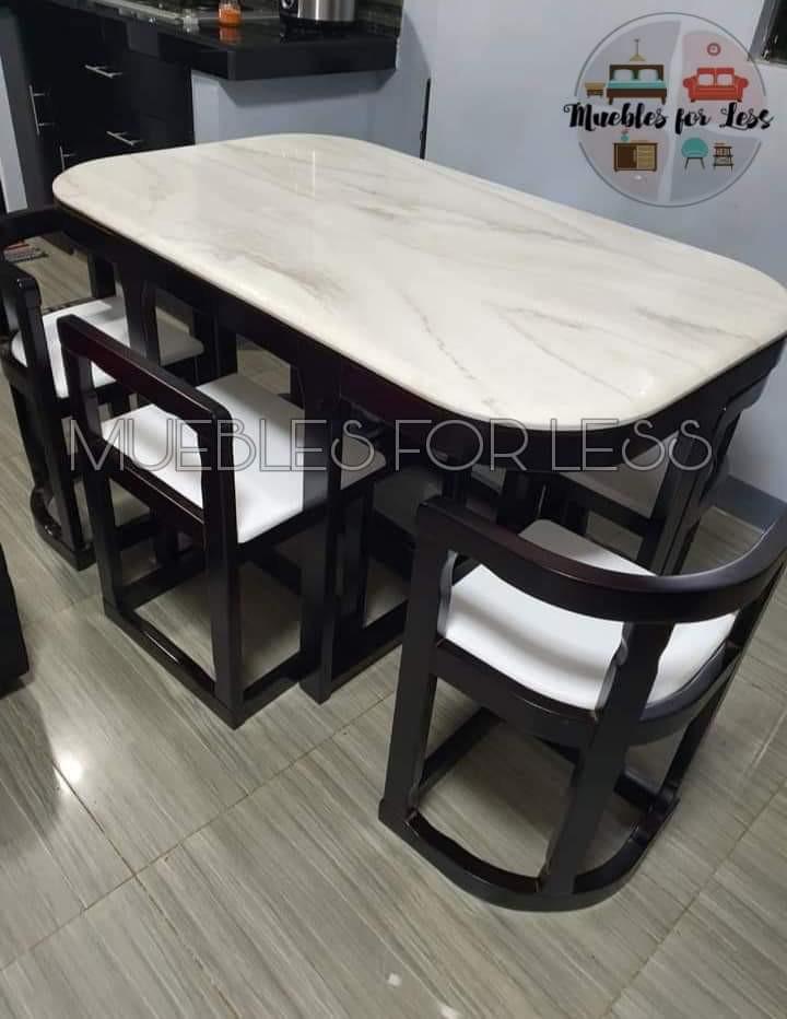 6 Seater Marble Top Dining Set (Category: Tables & Sets) located in Manila. Submitted by m4less (Listing ID 1187893102, Image 2). Description: Available for COD! Marble top 6 seater space-saver dining set Durable solid wood (51.2 x 31.5 x 29.5 inches) •Natural wood •Black •White •Walnut Delivery rate depends on your location. Free installation with 6 mos warranty DM us your order.