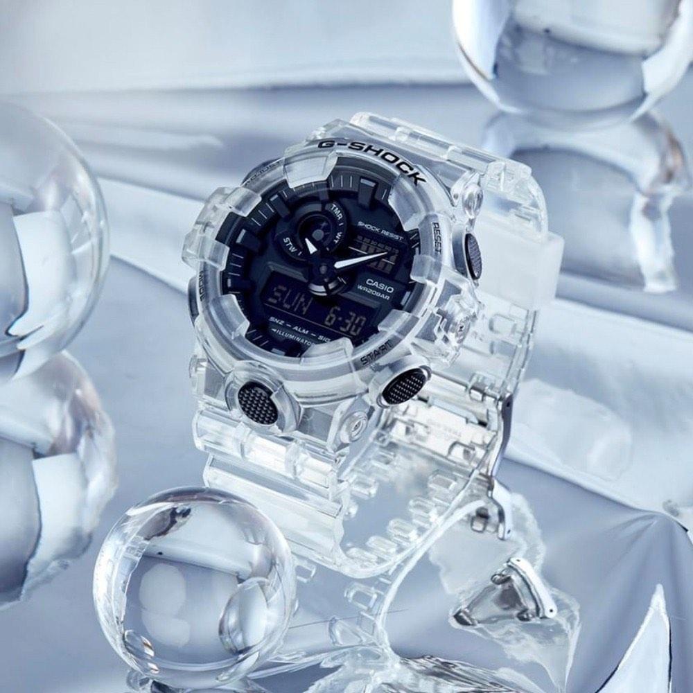 Brand new and authentic GA 700SKE 7 Analog Digital Casio G Shock from the Skeleton series GA 700SKE transparent GA700