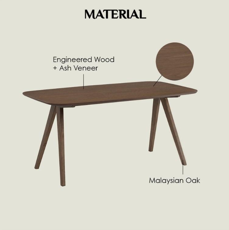 Anzac 1.6M Dining Table/ Wooden Dining Table in Cocoa/ Meja Makan (Solid Wood) Free delivery