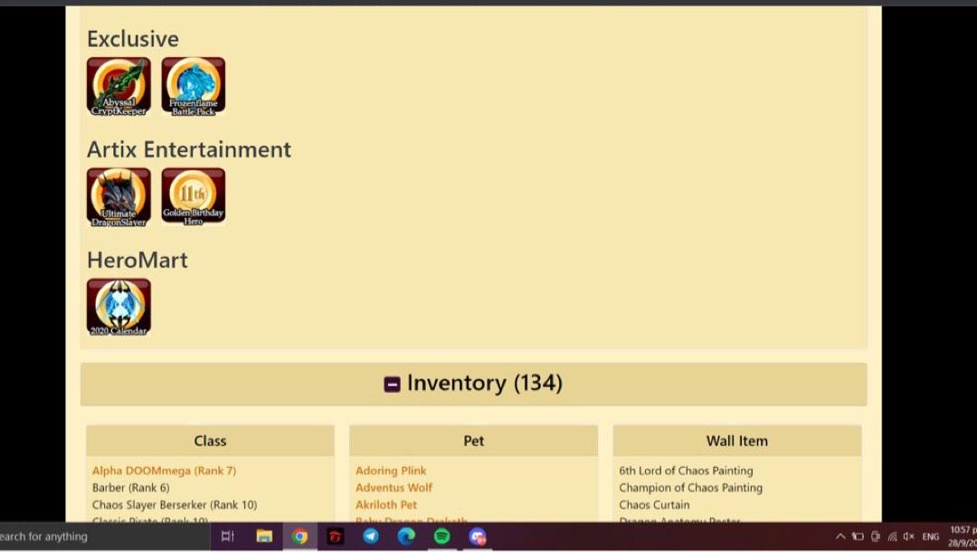 AQW Account (Level 95 + Rare Items), Video Gaming, Gaming Accessories