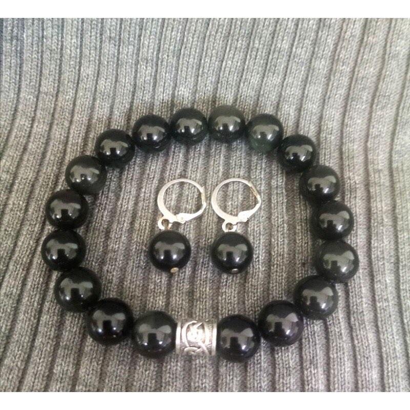 Authentic Feng Shui Black Obsidian Beads Stone Bead Stretch