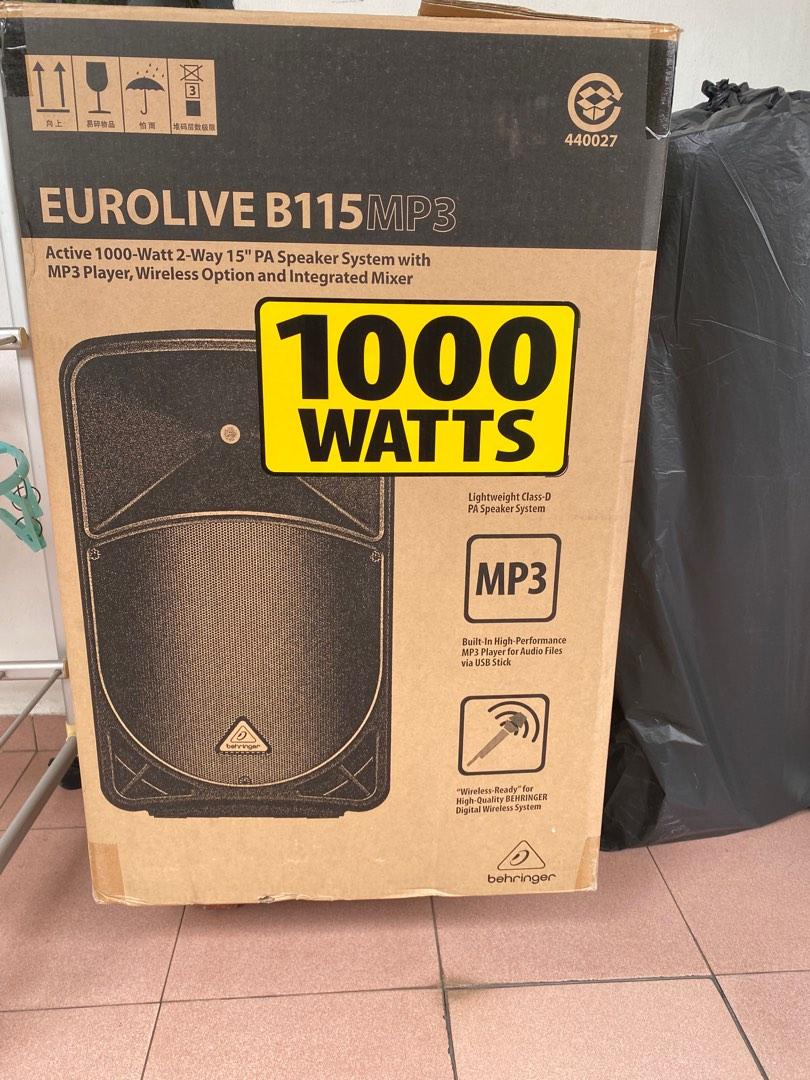 Behringer Eurolive B115MP3 1000W 15 inch Powered Speaker, Audio ...