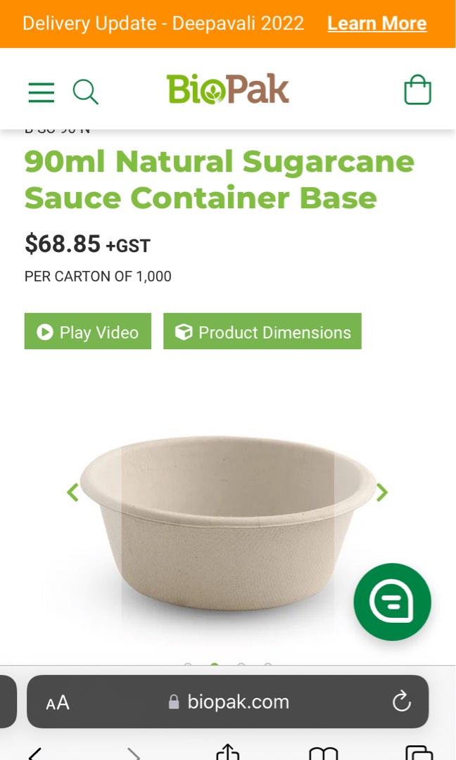 Biopak Containers Image BioPak 90ml sauce base container, Furniture & Home Living, Kitchenware ...