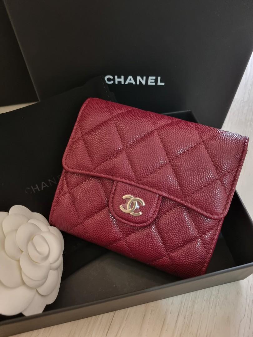 BNIB 22K Chanel Classic Small Flap Wallet Dark Red Wine Red