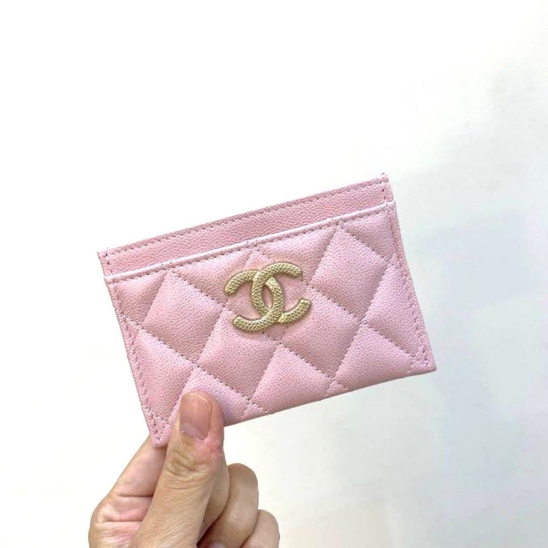 BNIB Chanel 22B Sakura Pink (Iridescent) Caviar Cardholder, Luxury, Bags &  Wallets on Carousell