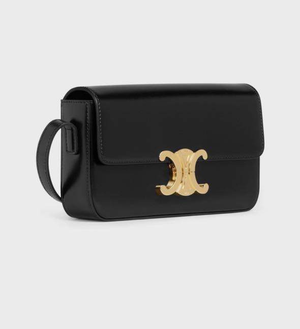 Celine TRIOMPHE shoulder bag black, Women's Fashion, Bags & Wallets