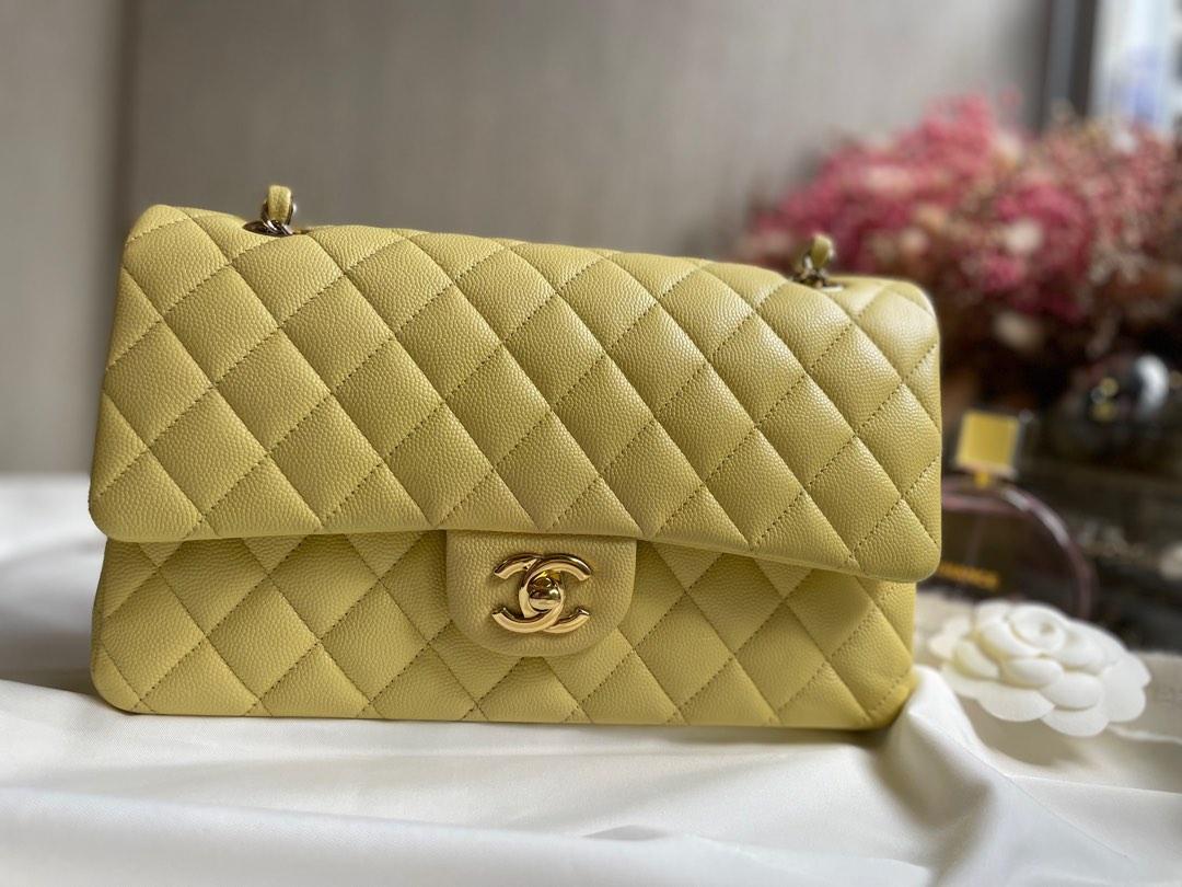 Chanel classic medium flap in yellow