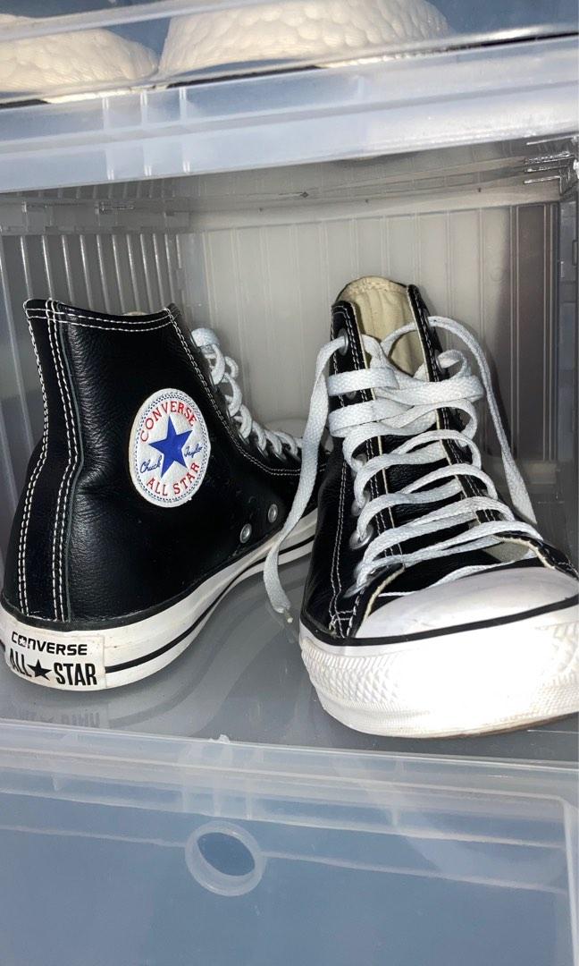 Mens leather deals converse sneakers