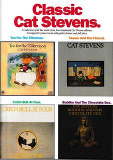 Classic Cat Stevens Songbook featuring songs from 4 of his albums arranged for piano/vocal with guitar frames and full lyrics PLUS TWO ORIGINAL CDs. FREE SHIPPING.