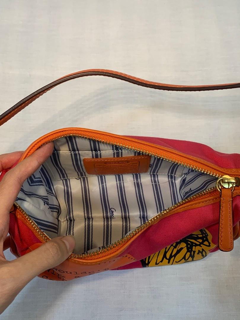 Coach Bonnie Cashin Applique Pouch Handbag Fuchsia Orange 42583